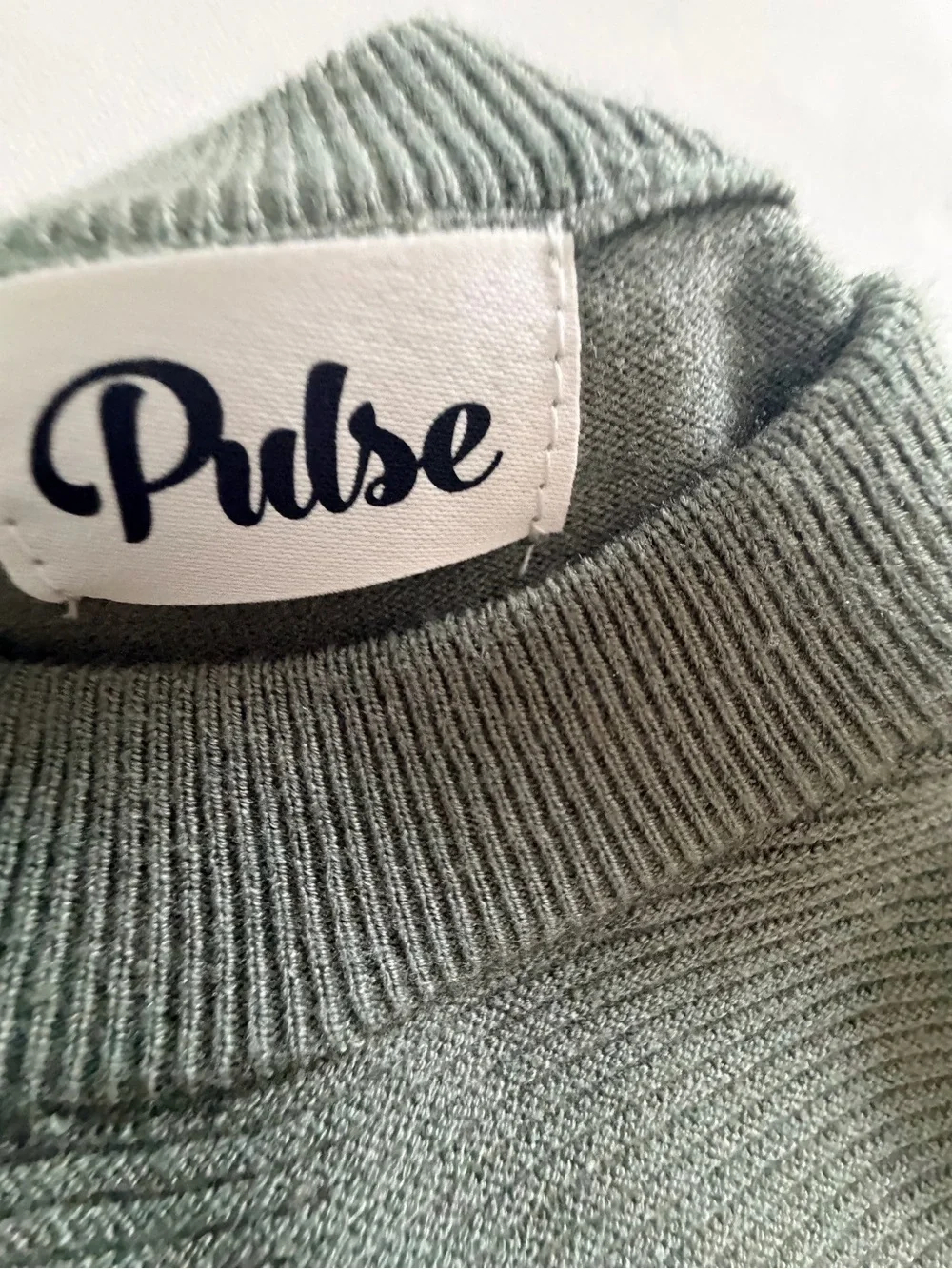 Pulse  Olive Green Crewneck Button-Shoulder Sweater